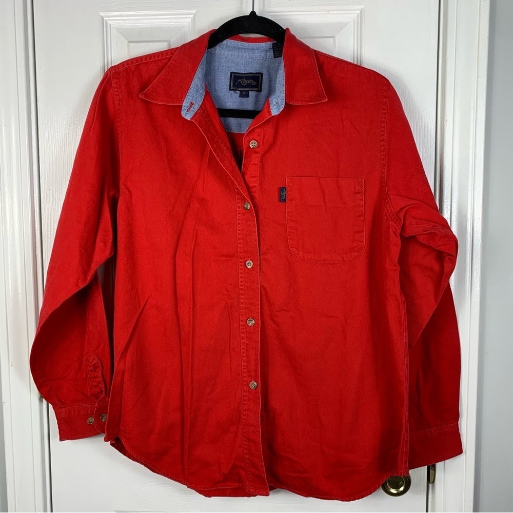 Roper Red Button Down Shirt Size Medium